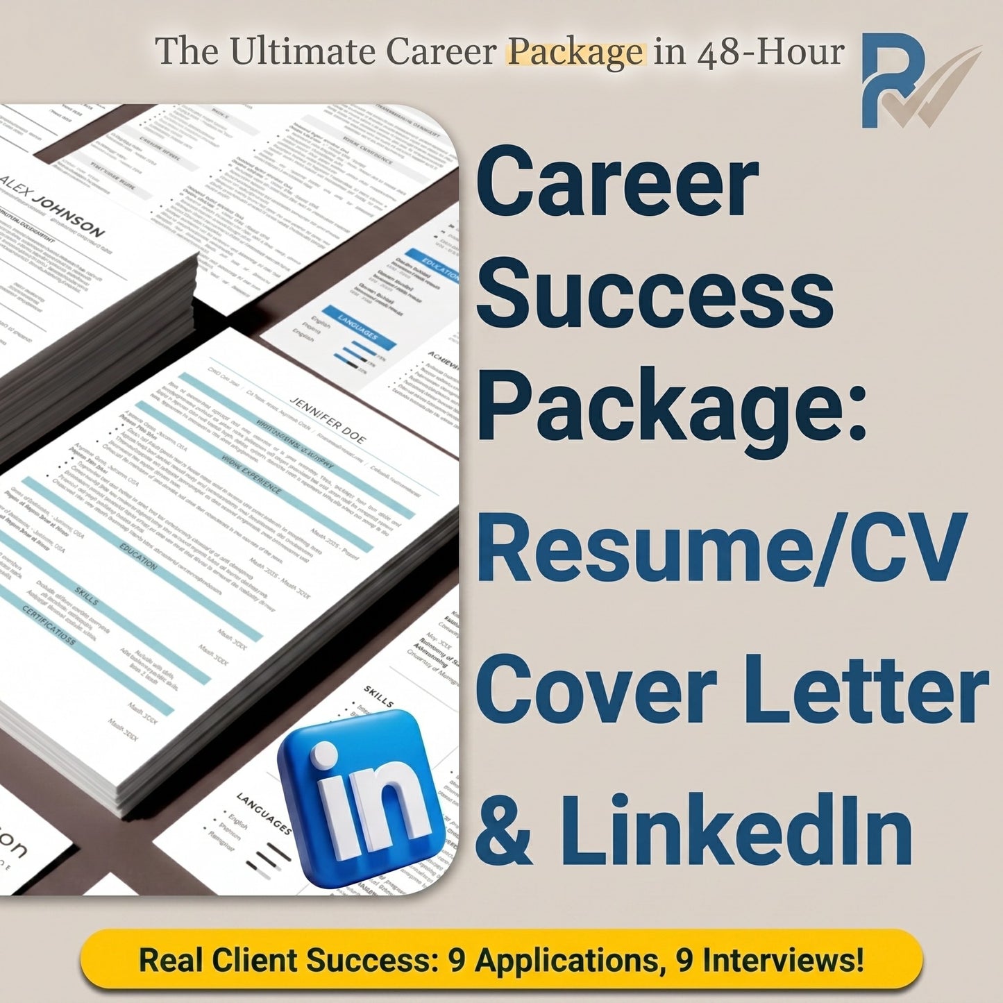 Expert Resume & Cover Letter Writing + LinkedIn Optimization Service: ATS-Friendly Writing, CV Writer, 48-Hour Rush